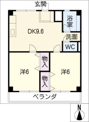 津IN COURT練木ノースコート(2DK/1階)の間取り写真