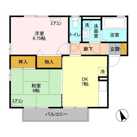 グランパルク C(2DK/1階)の間取り写真