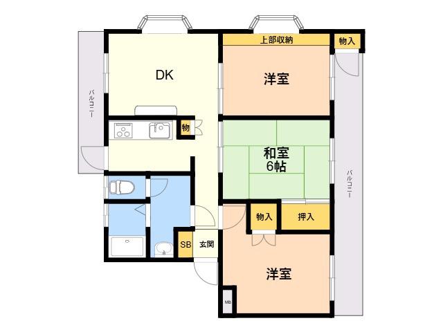 エメラルドマンション歯科大前(3DK/5階)の間取り写真