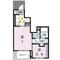 ベアーレ I(1K/1階)の間取り写真