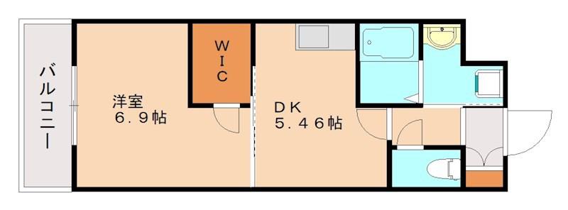 ウイングス片野II(1DK/12階)の間取り写真