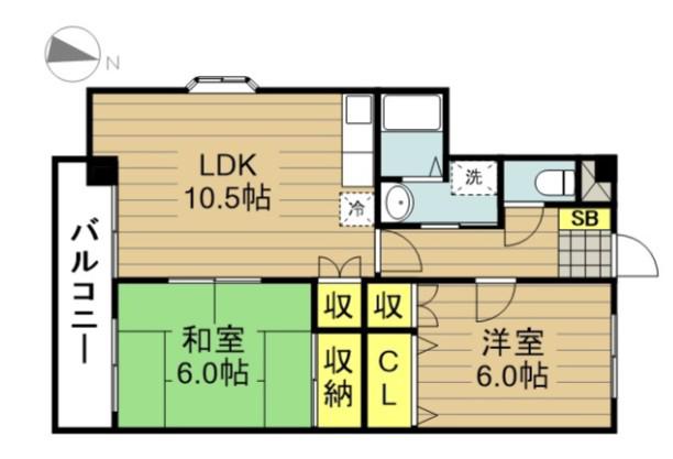 さくらビル(2LDK/2階)の間取り写真