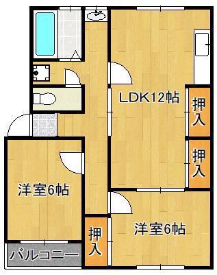 グローヴ安部山I(2LDK/1階)の間取り写真