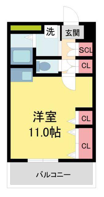 さくらそう(ワンルーム/3階)の間取り写真