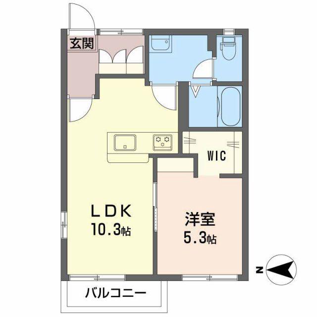 ヴィーブル・1000(1LDK/2階)の間取り写真