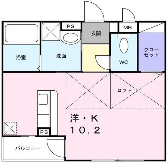 レジデンスN(1K/2階)の間取り写真