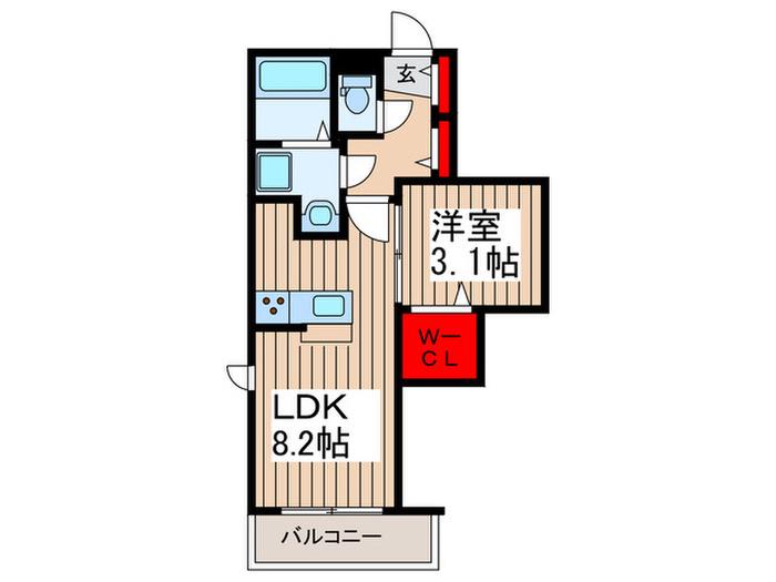パームコテージ17番館(1LDK/1階)の間取り写真