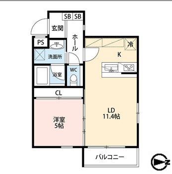 エストゥルース京都II(1LDK/1階)の間取り写真