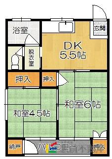 ガーデンハイツ(2DK/2階)の間取り写真