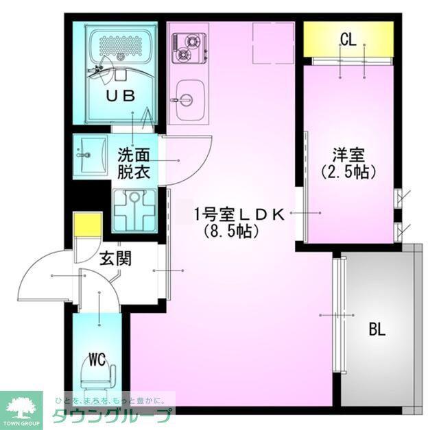 R-SMART 運河(1LDK/2階)の間取り写真