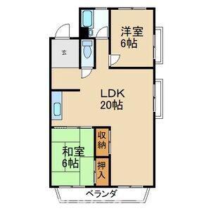 ヴィラ香里(2LDK/2階)の間取り写真