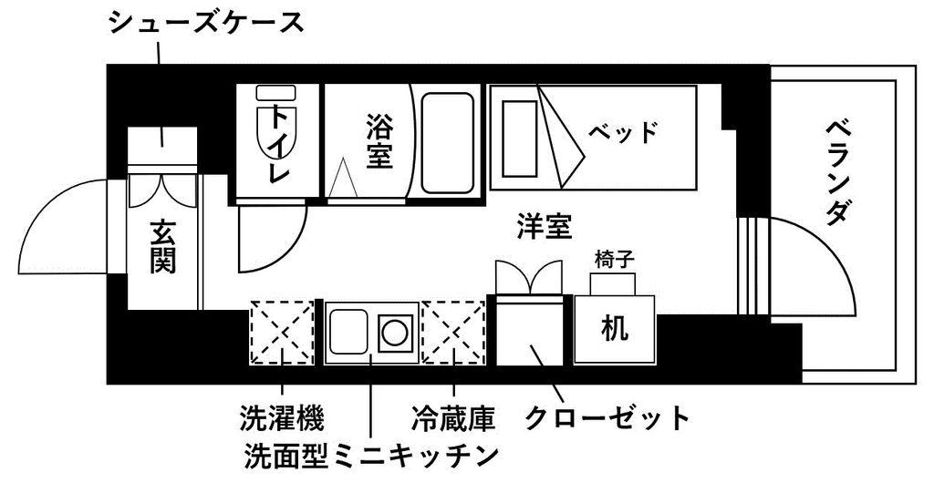 新小岩学生レジデンス(ワンルーム/9階)の間取り写真