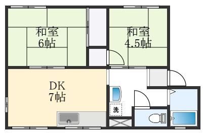 ソファレグリーン(2DK/1階)の間取り写真