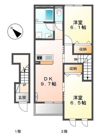 フレシール田戸(2DK/2階)の間取り写真