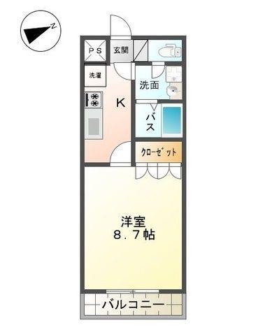 ウィングステラ湘南(1K/2階)の間取り写真