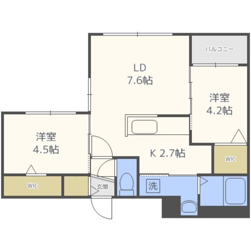 LUNON SAPPORO STA(2LDK/2階)の間取り写真