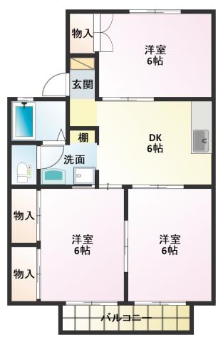 セジュール高井 B(3DK/2階)の間取り写真