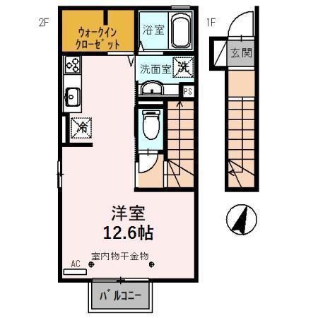 ラスール A棟(ワンルーム/2階)の間取り写真