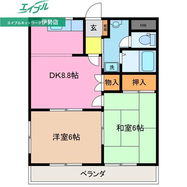 クレストール(2LDK/2階)の間取り写真