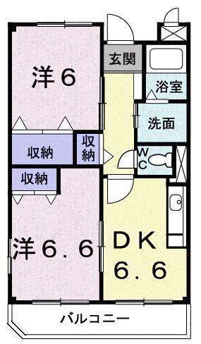 アヴェニューK(2DK/3階)の間取り写真