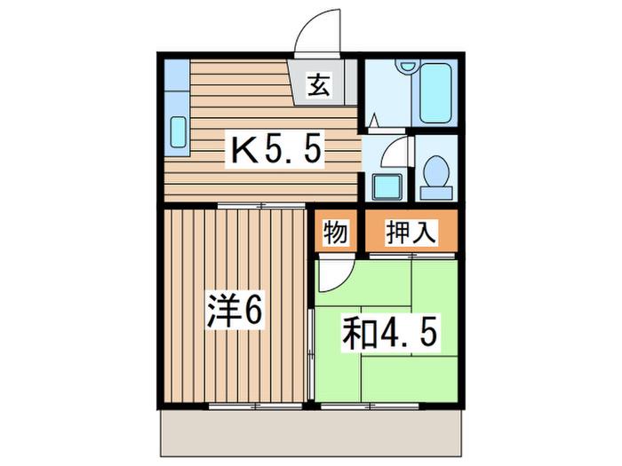 エコーハイツ(2K/1階)の間取り写真