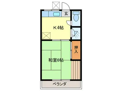 第2東荘(1K/2階)の間取り写真