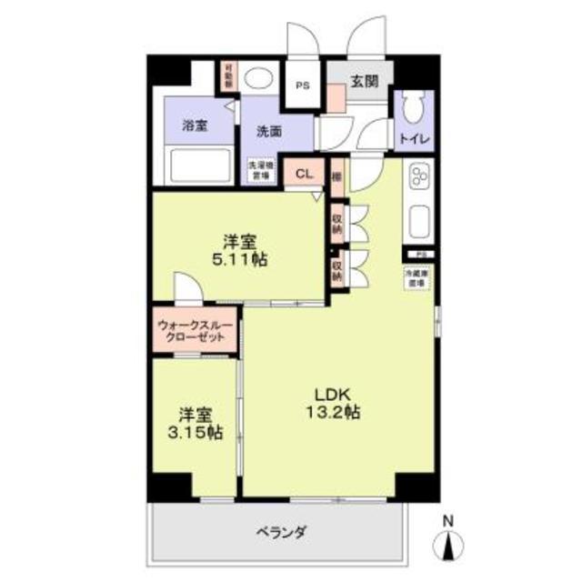 クレストタワー栄(2LDK/14階)の間取り写真