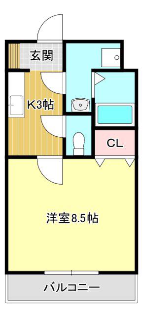 グレイス・ランI(1K/3階)の間取り写真