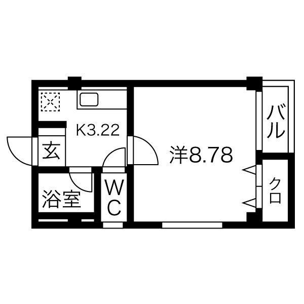 グルパ住吉大社(1K/3階)の間取り写真