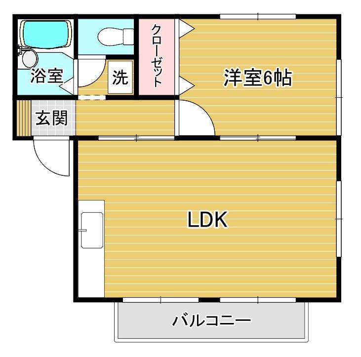 アクアヴィレッジ(1LDK/2階)の間取り写真