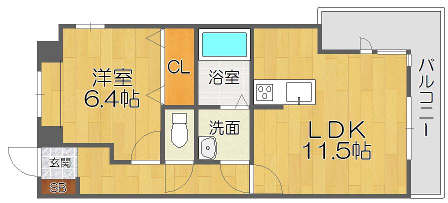ALESIA(1LDK/2階)の間取り写真