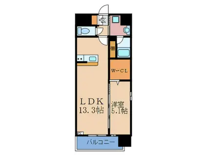 ルセードル天神橋(1LDK/4階)の間取り写真