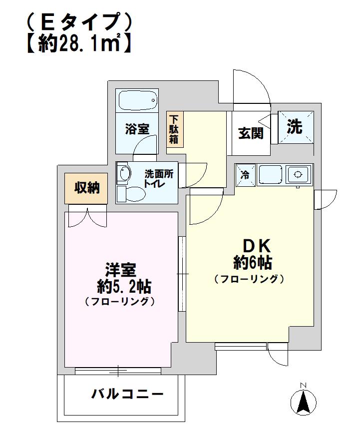 ユーフローラ(1DK/9階)の間取り写真
