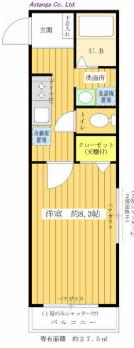 エスぺランス幡ヶ谷(1K/2階)の間取り写真