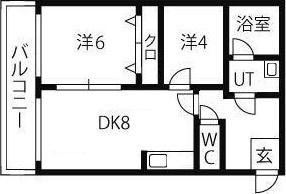 レピュート平岸(2DK/3階)の間取り写真