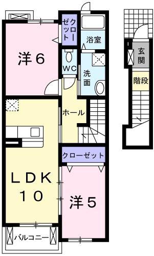 クライネスドルフ(2LDK/2階)の間取り写真