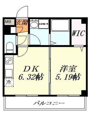 ABIESIII(1DK/2階)の間取り写真