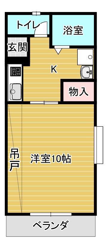 ボードウォークI(1K/2階)の間取り写真