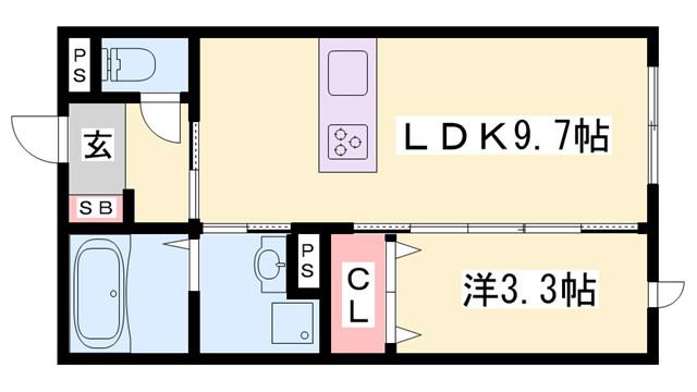 Kレジデンス駅前通(1LDK/2階)の間取り写真