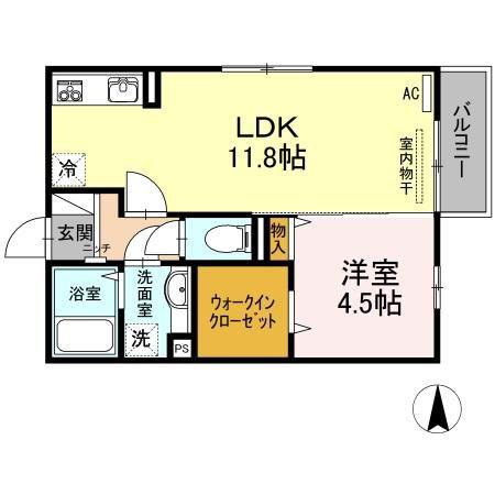ZEN 参番館(1LDK/2階)の間取り写真