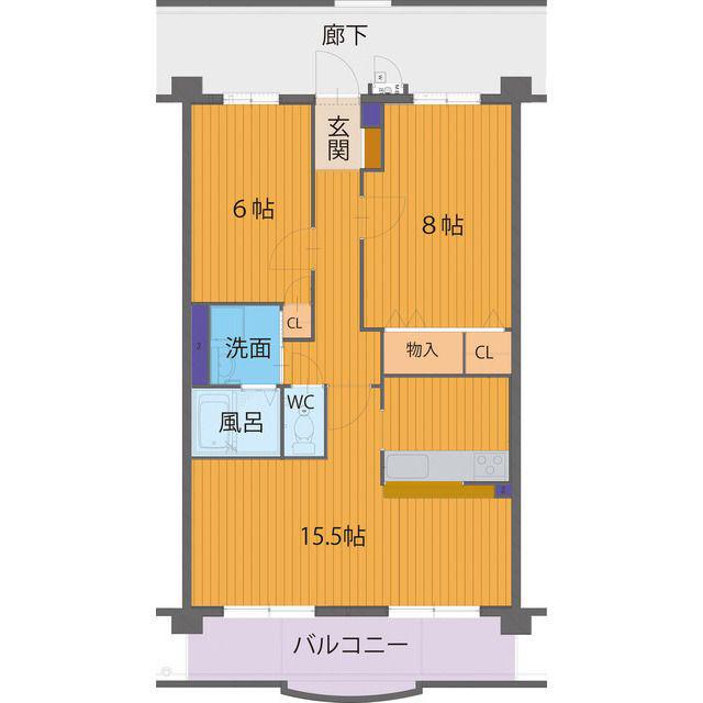ハートフルマンション マルシアン(2LDK/2階)の間取り写真