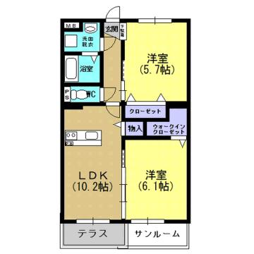 メゾン・ドF(2LDK/3階)の間取り写真