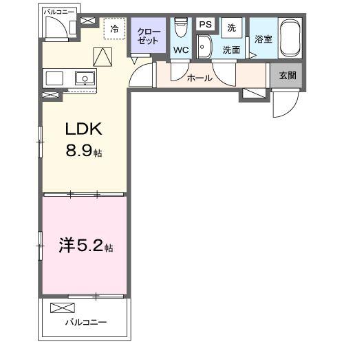 グラース(1LDK/2階)の間取り写真
