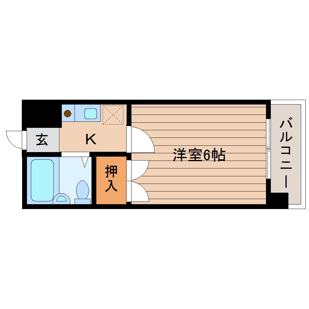 ベルシティ苦竹(1K/3階)の間取り写真