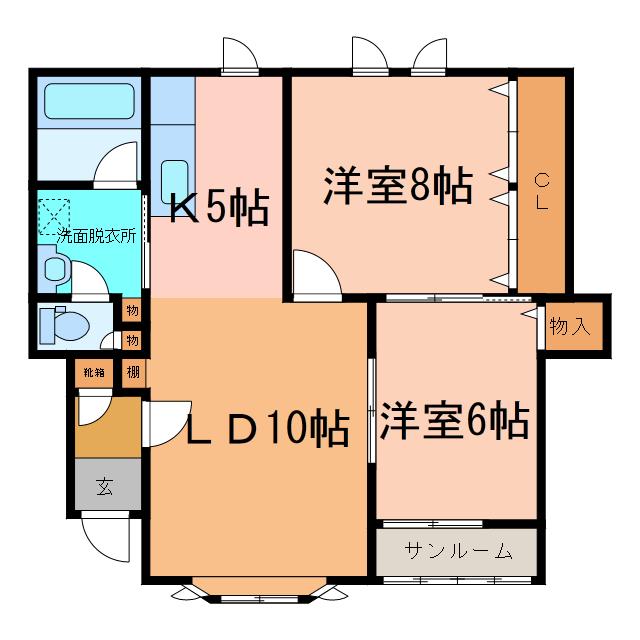 ルミエール18(2LDK/2階)の間取り写真