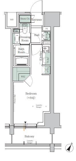 ONE ROOF RESIDENCE TAMACHI(1K/2階)の間取り写真