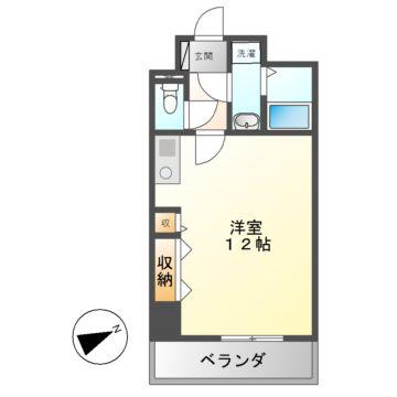 グリーンハイツ新道(ワンルーム/9階)の間取り写真