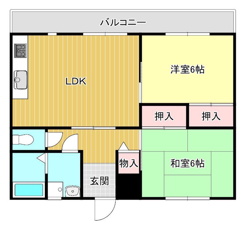 アメニティ豊岡III(2LDK/4階)の間取り写真