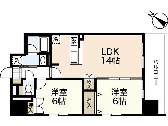 ウイング宝町セカンド(2LDK/2階)の間取り写真