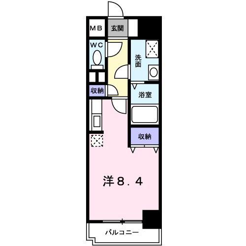 ワイズフラット(1K/2階)の間取り写真